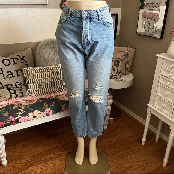 Free People distressed button fly high rise jeans size 27 - Picture 2 of 8